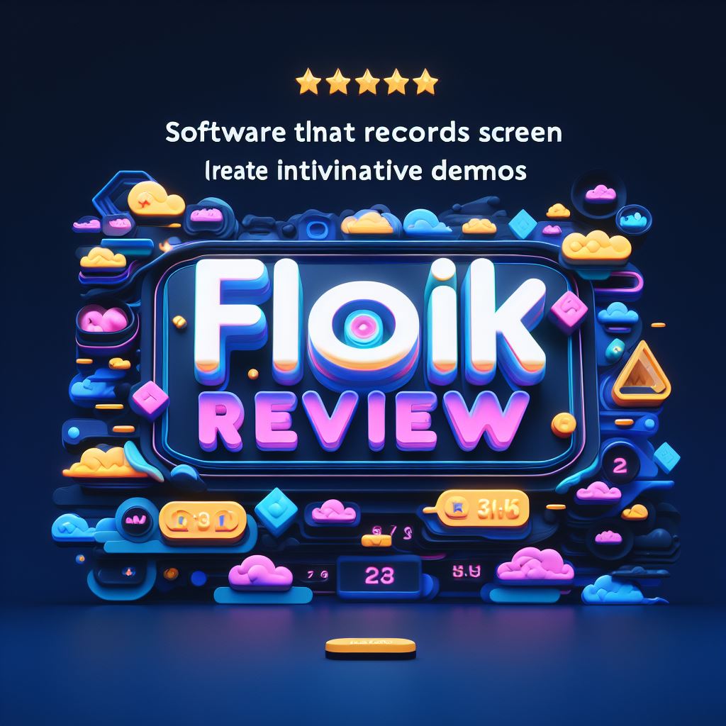 A screen with the words 'flok review' and 'AI-Powered Interactive Guide Creator' on it.