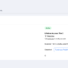 Screenshot of an account billing page showing an active lifetime access Tier 2 AppSumo license, enabled AI Writer, and zero subaccounts. Options to modify plan, purchase ProWriter, and create mobile-optimized landing pages with Funnel Builder via Phonesites are available.