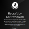 Promotional image for "Recraft by Softreviewed," a custom app for integrating Recraft API to edit images. Includes installation button.