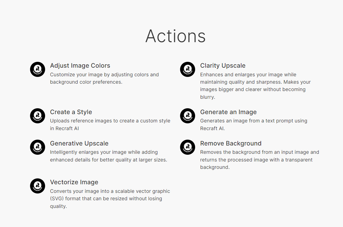 Custom app integration for enhanced image processing using Recraft API
