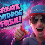 Illustration of a person in sunglasses and a cap, excitedly pointing. Text reads "CREATE VIDEOS FREE! Top open source AI picks and video generators" with a colorful background.