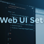 Computer screens displaying programming code and a web browser, with the text "AI Web UI Setup" overlaid. This Web-UI offers a beginner-friendly guide, ensuring even novices can navigate seamlessly while addressing common installation issues effectively.