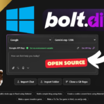 The graphical interface of Bolt.ai, featuring options for importing chat, folders, and cloning Git repos, now includes an "Install" button. A "FREE" label and a surprised face emoji add a touch of excitement!.