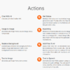 A list of AI actions with brief descriptions, including Chat With AI, Image to Image, Replace Background, and more—a Creative Media Transformation and Integration Tool for Marketers.