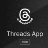 Logo with the text "softreviewed" above "Threads App," highlighting Threads API Integration, and a button labeled "Install" on a black background. Logo with the text "softreviewed" above "Threads App," highlighting Threads API Integration, and a button labeled "Install" on a black background.