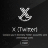 Logo and text promoting the installation of an app for connecting and managing X (formerly Twitter) accounts, featuring Twitter API integration and an "Install" button for streamlined social media management. Logo and text promoting the installation of an app for connecting and managing X (formerly Twitter) accounts, featuring Twitter API integration and an "Install" button for streamlined social media management.