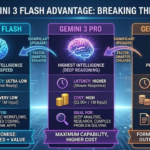 Comparison chart of Gemini AI models—Gemini 3 Flash, 3 Pro, and 2.5 Pro—showing latency, cost, ideal use cases, and icons. Includes highlighted features and addresses GPT-5.2 rumors for those comparing top AI options.