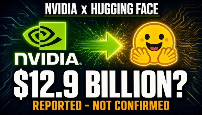 Nvidia and Hugging Face logos with the reported 12.9 billion dollar price tag