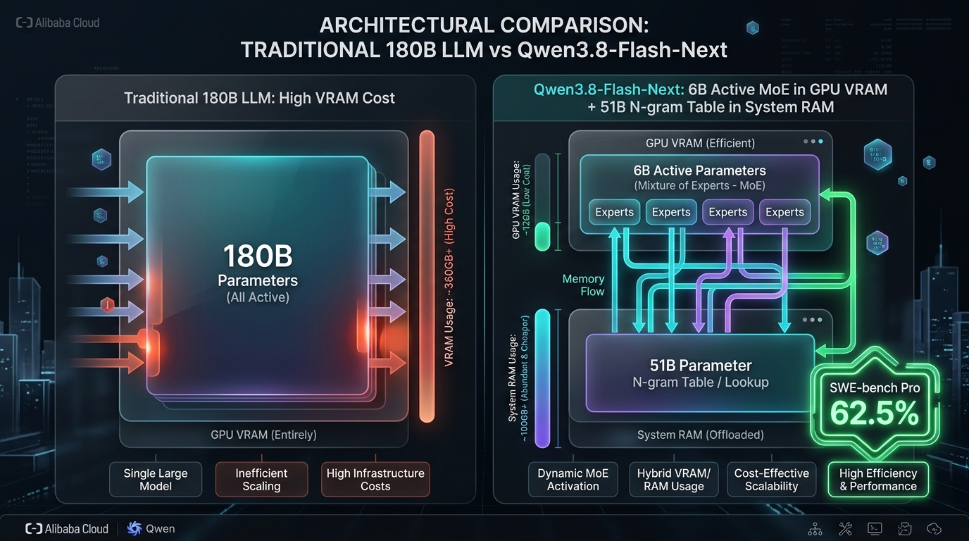 Qwen3.8-Flash-Next Architecture Comparison Diagram