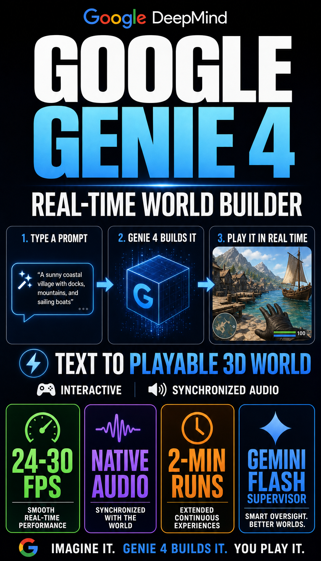Google Genie 4 AI World Builder Architecture Infographic